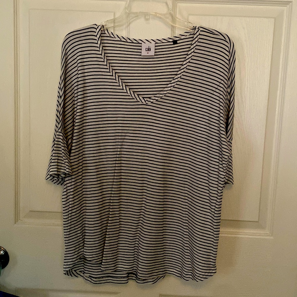 Cabi black and white stripe tee in Size M